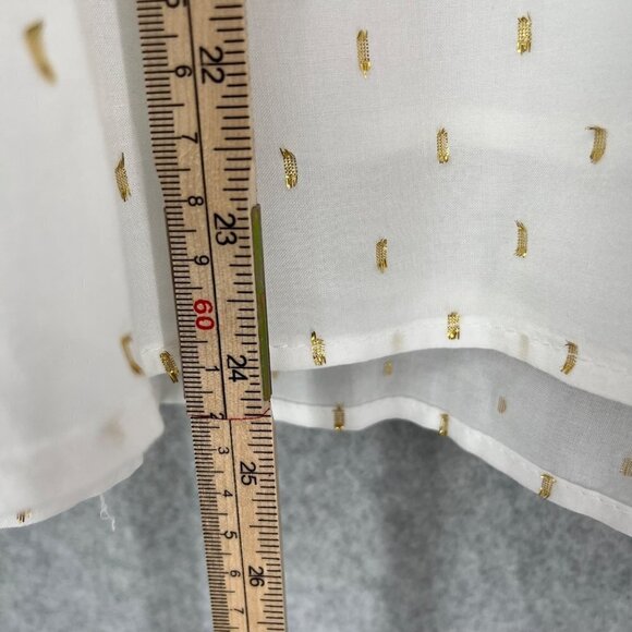 Draper James Womens Clip Dot Blouse Top Size L White Gold Metallic Ruffle Modest - Picture 10 of 14